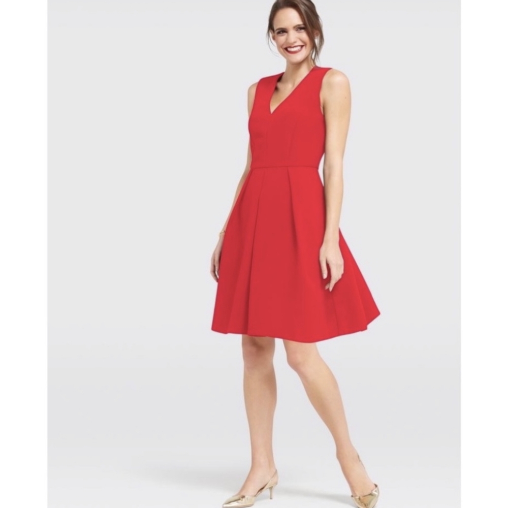 Draper James Red Solid Crepe Love Circle Dress
